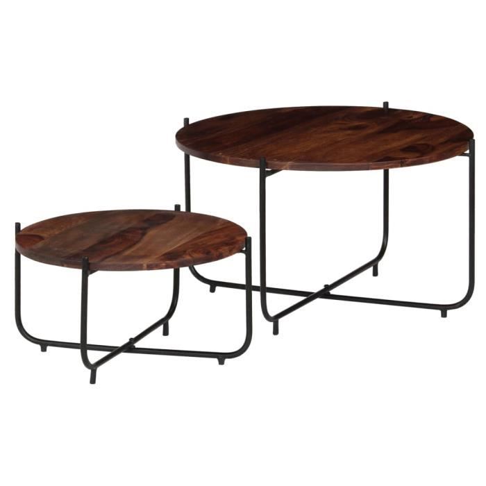 meub💎luxueux - ensemble de tables basses gigognes 2 pcs contemporain décor table de séjour table de salon - bois de sesham ma1100