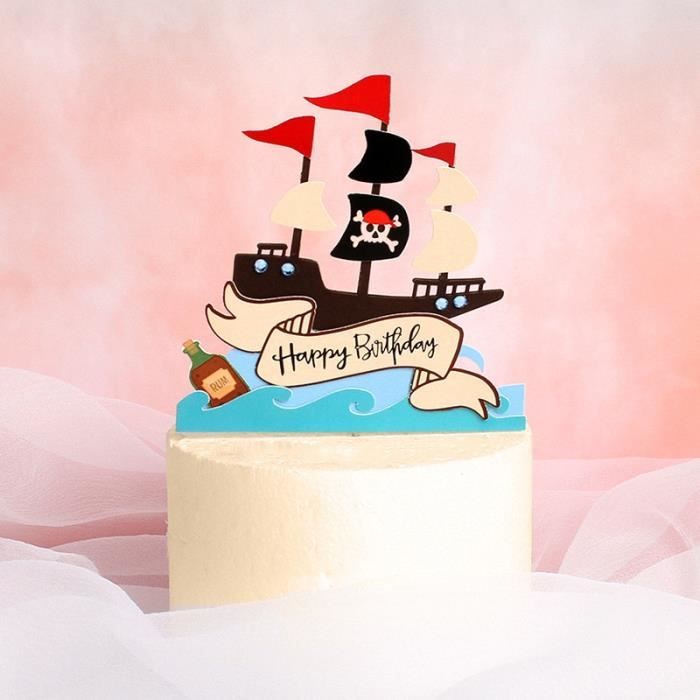 1pcs Decoration De Gateau En Papier Theme Pirate Joyeux Anniversaire Garniture De Gateau En Forme De Crane Pour Fete D Annive Cdiscount Maison