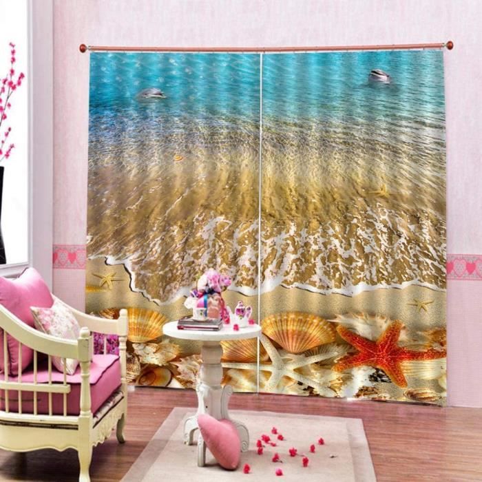 Sobhdga Lot De 2 Rideaux Plage Marin Bord De Mer, Rideau