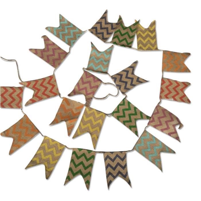 Guirlande Fanions Marguerites G2PLUS - Toile Jute Vintage - Décoration Fête Mariage Anniversaire