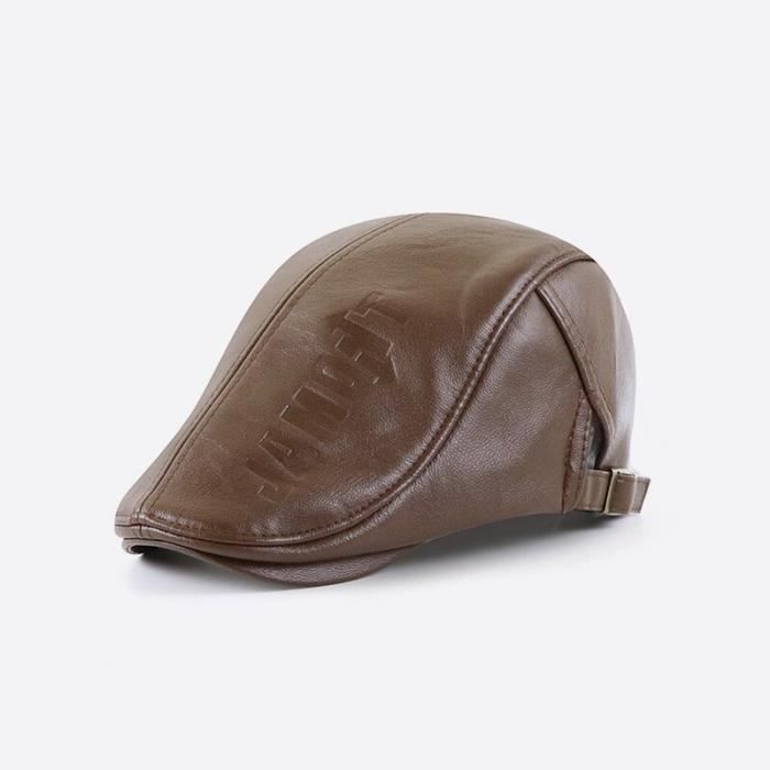 Béret Cuir Véritable Homme - Noir - Style Italien Vintage - Chapeau Décontracté Luxe