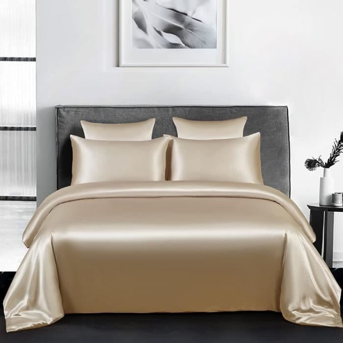 Housse de Couette 220X240 avec Fermeture Éclair 2 Taies d'oreiller 65X65Cm Parure de Lit 2 Personnes 