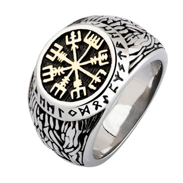 Bague Boussole Pour Homme En Acier Inoxydable - Style Rétro Et Mystérieux - 5