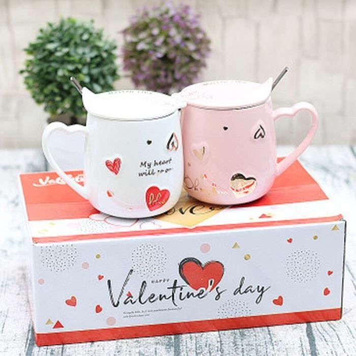 LOVE YOU HEART Hearts Tasse à café thé en céramique blanc Valentine Nouveauté Cadeaux
