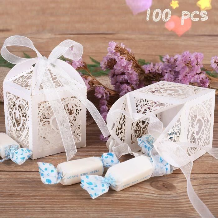 100pcs Boite A Dragees Contenant Dragees Ballotin En Papier Pour Marriage Bapteme Anniversaire Ne Contient Pas De Bonbons Lia13449 Cdiscount Maison