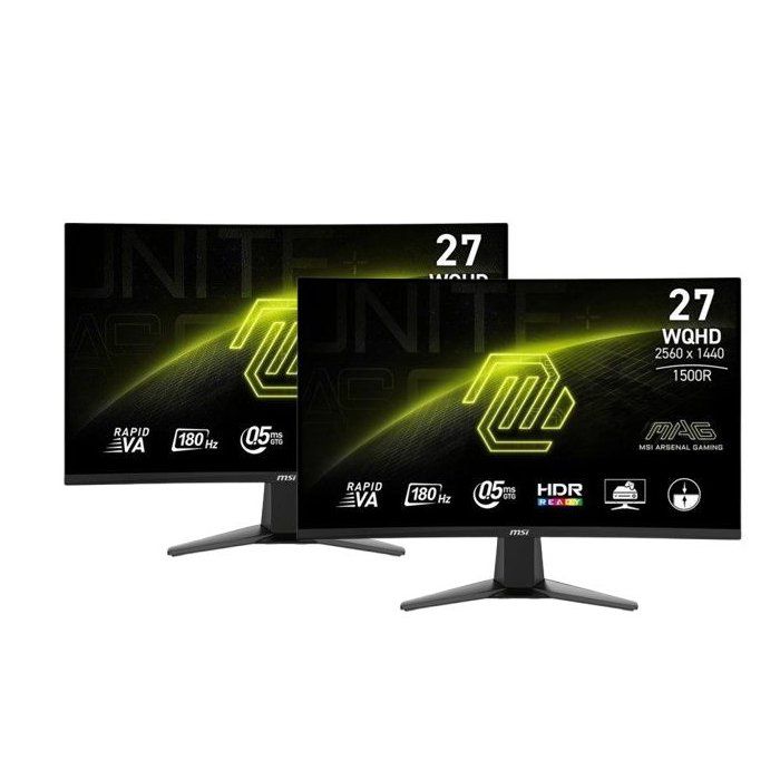 Lot 2 Ecran PC Gamer Incurvé - MSI - 27 - WQHD - 180Hz - Fast VA - 0 5ms - MAG 27CQ6F