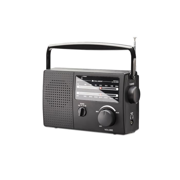 Radio portable - CALIBER HPG317R-B - AM FM piles cordon d'alimentation 221 x 97 x 125 mm Noir