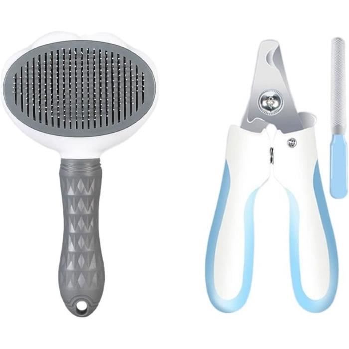 Brosse Autonettoyante Elzle Pour Chien Et Chat - Peigne à Picots Inox, Bouton De Nettoyage, Doux Pour La Peau