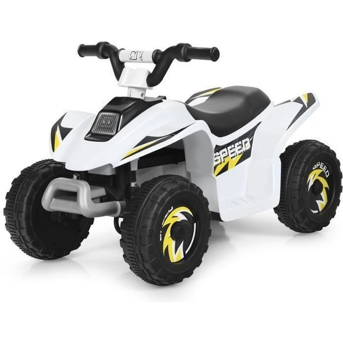 Quad buggy electrique pour enfant 6 v 4,5 km-h max voiture pour enfants de 3 ans+ blanc