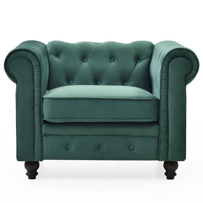 MENZZO Grand fauteuil Chesterfield Velours Vert