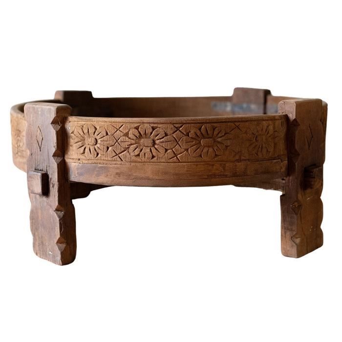 table basse ronde indienne bout de canapé en bois
