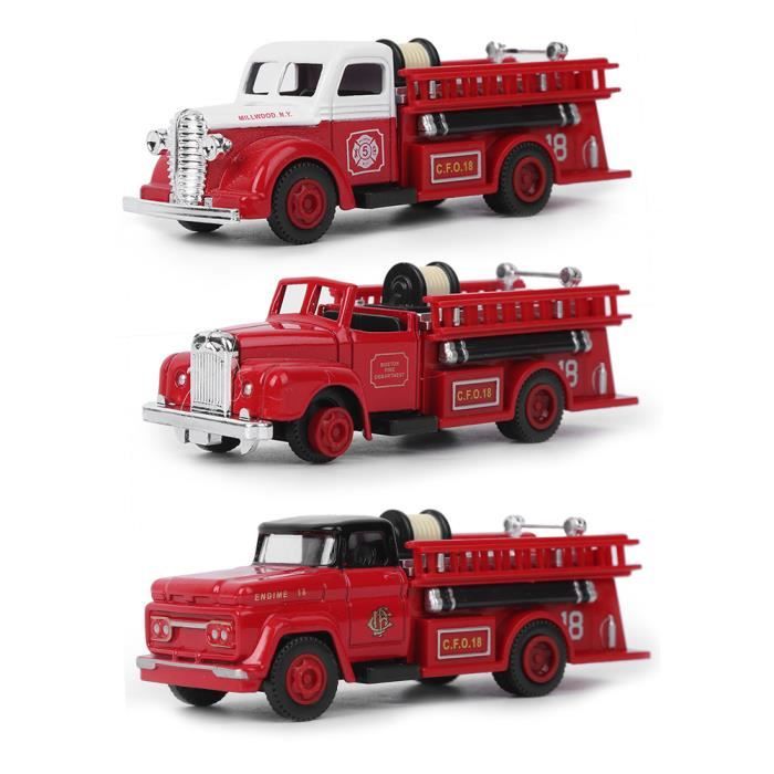 Dilwe 1/64 Modèle Camion de Pompiers Camion à échelle aérienne Pull-Back Voiture Miniature Jouet Cadeau pour Enfants 