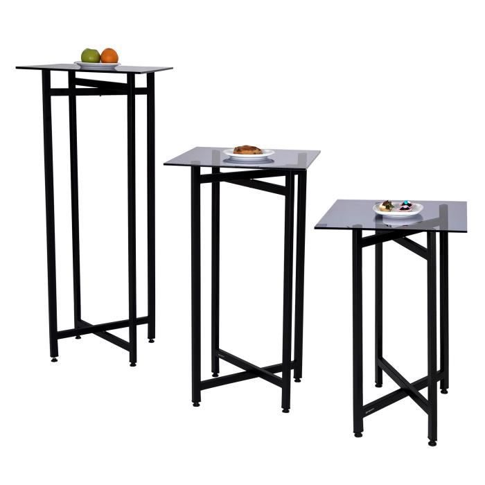 (3 Pièces) Ensemble table basse/support (pliable) hauteur 70, 90 et