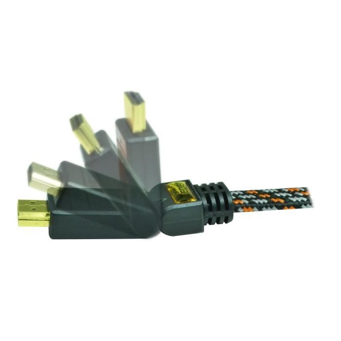 HedenCâble HDMI 1.4 - 3M - plat tissé - plaqué OR NC