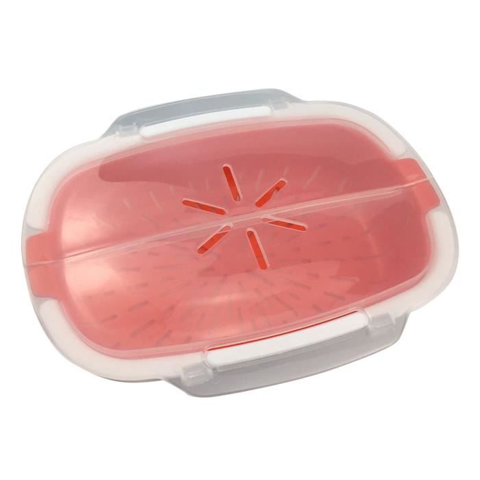 Cuiseur Vapeur Micro-ondes Avec Couvercle Pression - Rouge, Pour Riz, Légumes, Pâtes