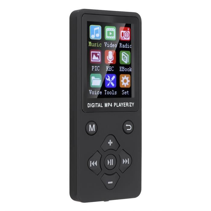 HURRISE lecteur Bluetooth MP4 T1 Music MP3 MP4 Player 8G Bluetooth Support Carte mémoire 32G Boutons en forme de croix Noir