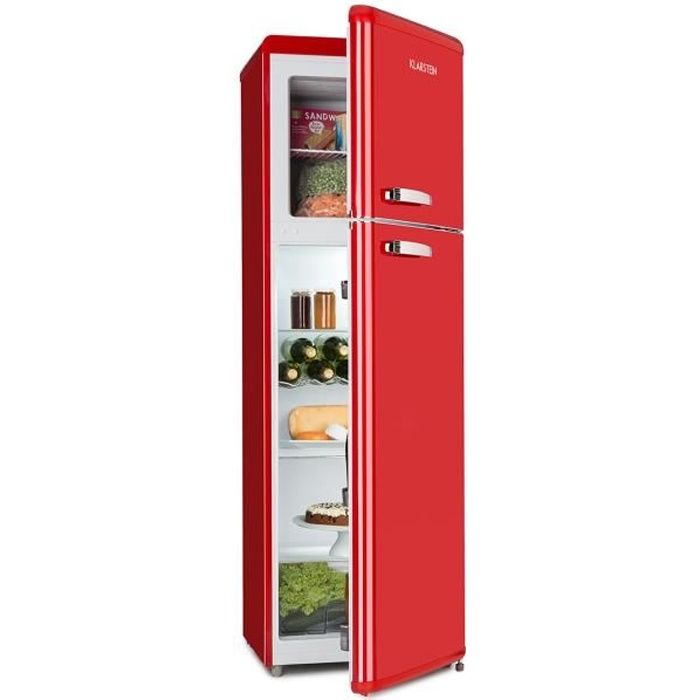 Réfrigérateur congélateur combiné - Klarstein Audrey - 194 / 56 litres - Look rétro rouge
