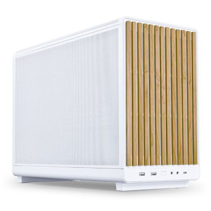 Boîtier Mini-Tour - LIAN LI - A3-mATX - Blanc/Bois Clair - Modularité Extrême - Espace Optimisé