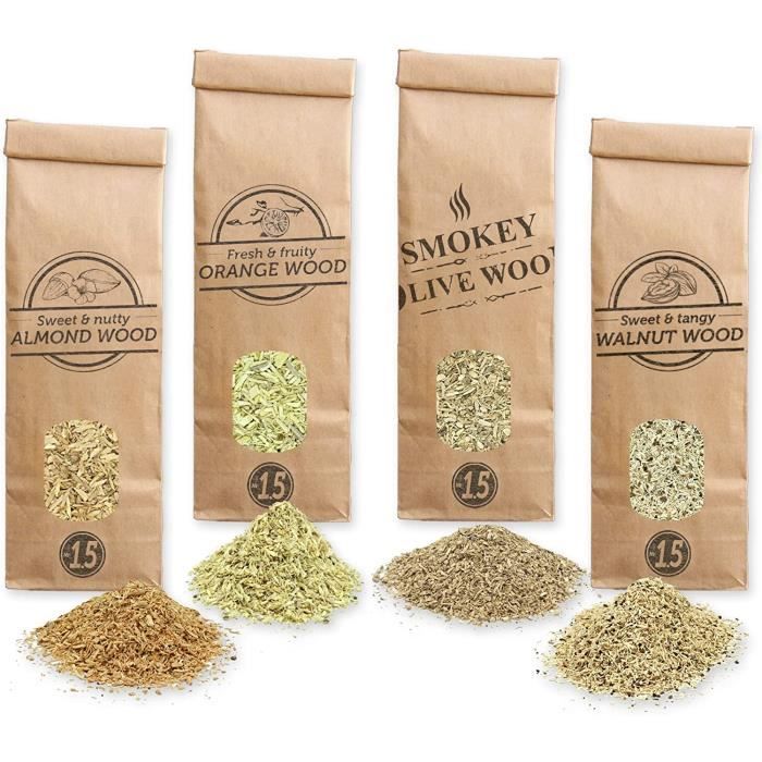 Copeaux De Bois D'Olivier Smokey Olive Wood – 6x400 Ml – Fumage Parfumé Méditerranéen Pour BBQ, Viandes, Poissons, Fromages