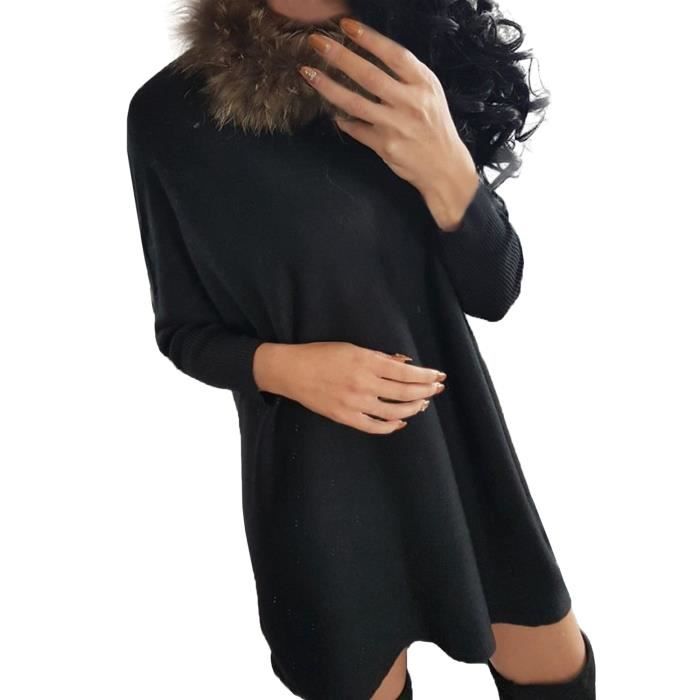 robe pull avec manche fourrure