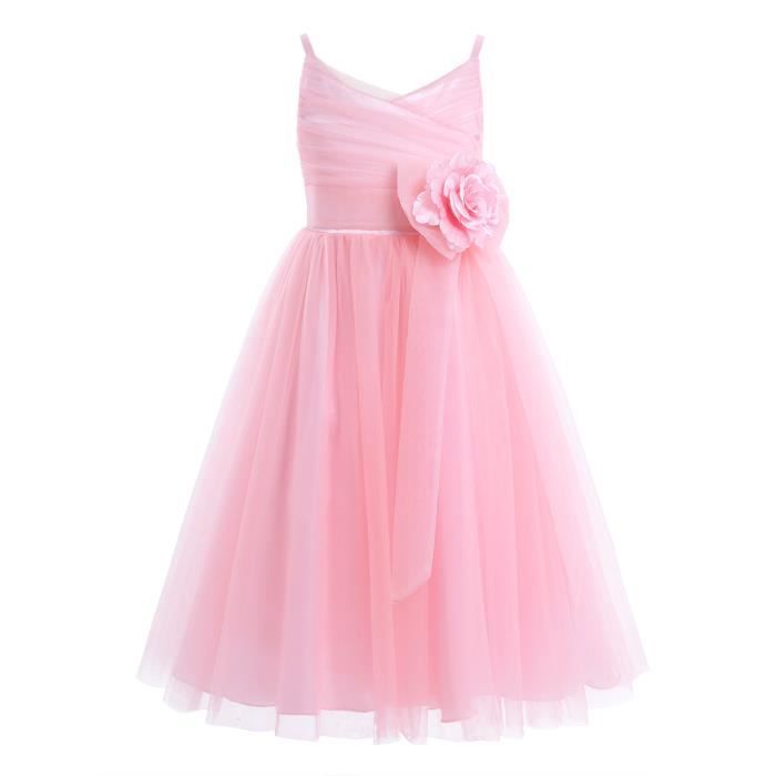 Robe De Ceremonie Tulle Filles Bebe Princesse Enfants Mariage De 2 A 12 Ans Fete D Anniversaire Spectacle Rose Cdiscount Pret A Porter