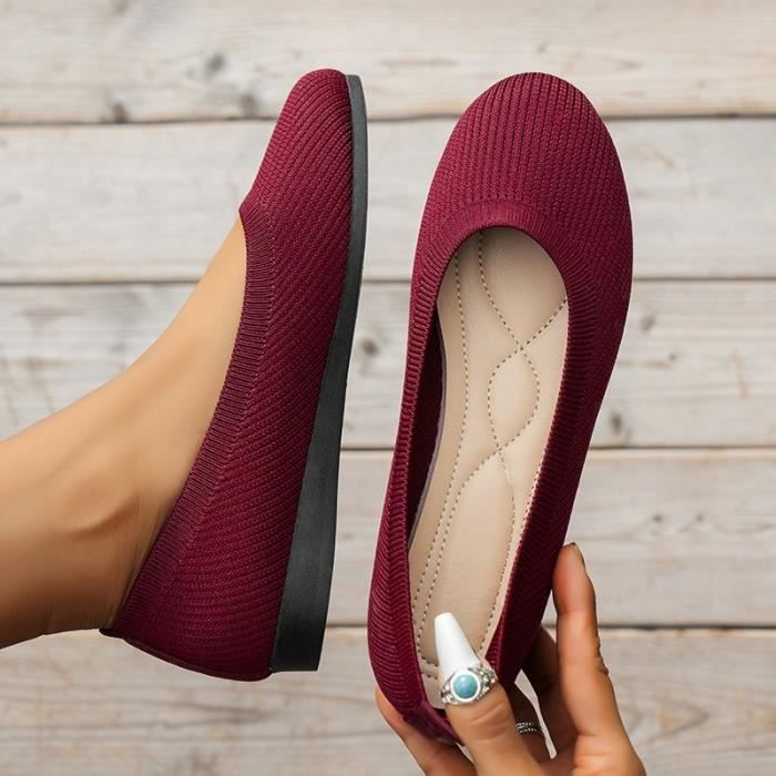 Mocassins femme - JF™ - Printemps Automne Chaussures décontractées - Vin rouge