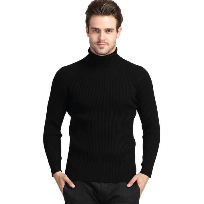 Automne Hiver Mode Col Roulé Hommes Pulls Fins Décontracté Roll Neck Solide  Chaud Slim Fit Pulls Hommes Col Roulé Pull Homme