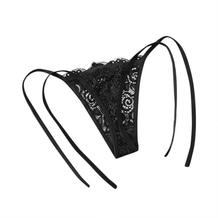 String Tanga Mode féminine de e élastique confortable sexy en dentelle solide Noir Cdiscount