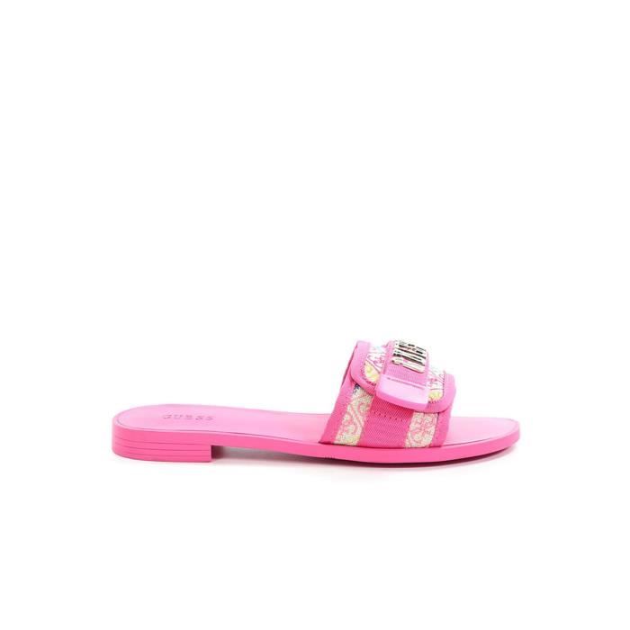Mules logos all over Guess jeans Femme Rose Cdiscount Chaussures