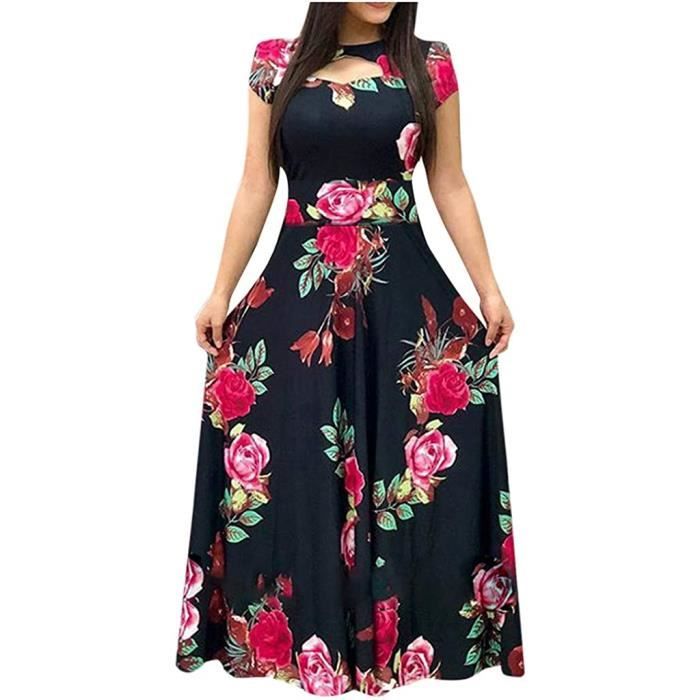 Robe longue femme Les Roses imprim floral - Aigue-marine Aigue-marine ...