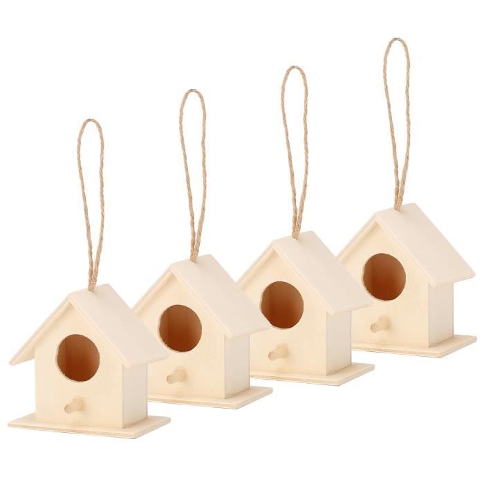 Comparer les prix de Maison d'oiseau - Mxzzand - 4pcs - Bois - Nichoir Suspendu - Décoration Jardin