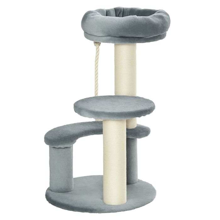 PawHut - arbre à chat - Panneaux de particules classe E1 - 40x40x65cm - Gris