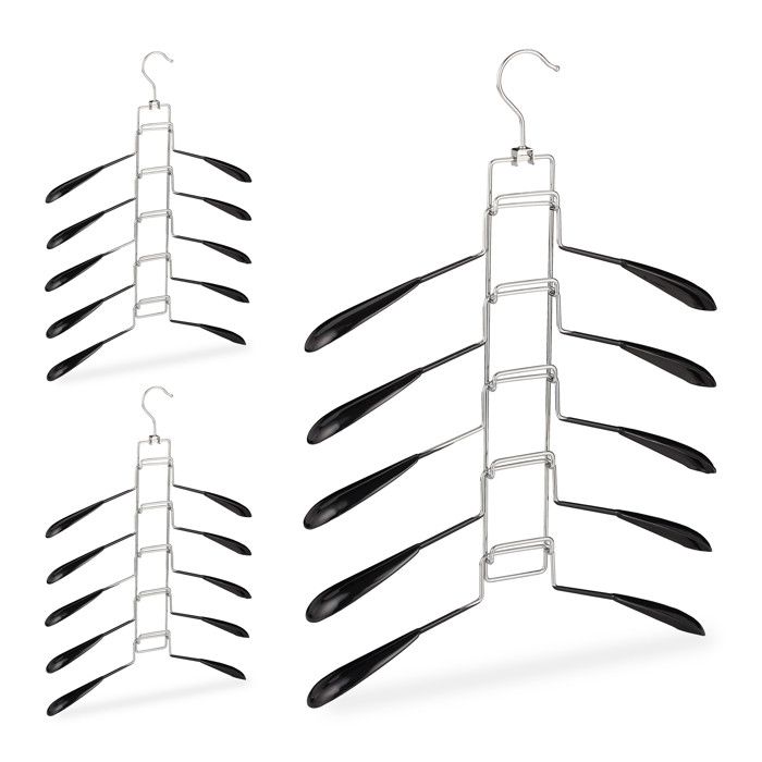Relaxdays Cintre multiples set 3 cintre multifonction gain place robe chemise 5 support amovible antidérapant noir