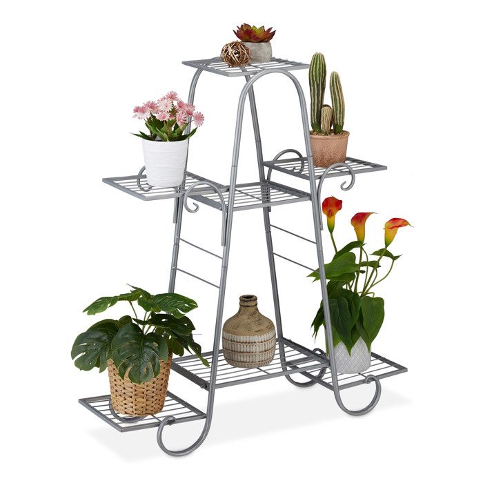 Meuble à Plantes En Bambou Relaxdays - 6 étagères D'angle - 101x62x62 Cm