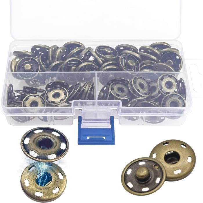 12 Jeux De Boutons-pression Métal 21 Mm à Coudre - DIY Vêtements Sacs