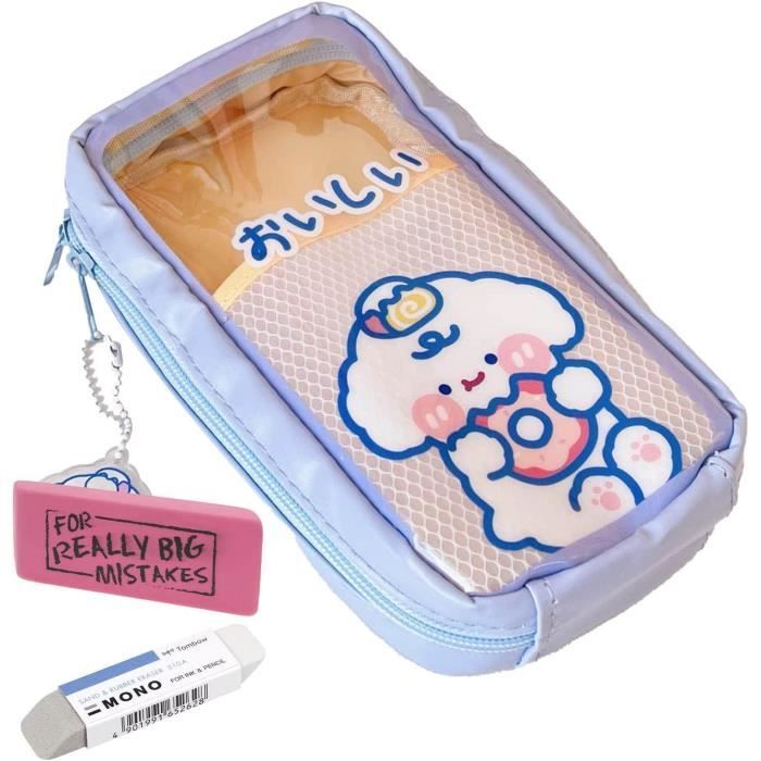 Trousse En Silicone Kawaii 2-en-1 Souple Avec 2 Stylos - Trousse Scolaire Extensible Ours