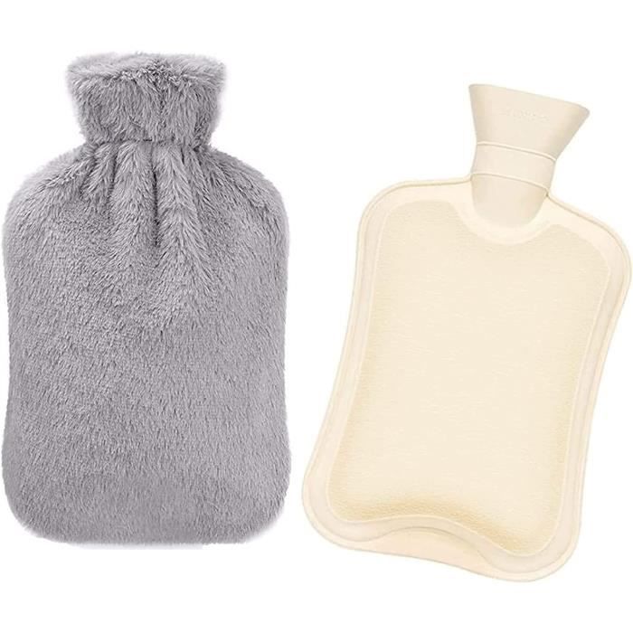 Bouillotte Caoutchouc Avec Housse Polaire Peluche Shaggy - Moelleuse Et Douce, Neuve, Idéale Pour L'hiver