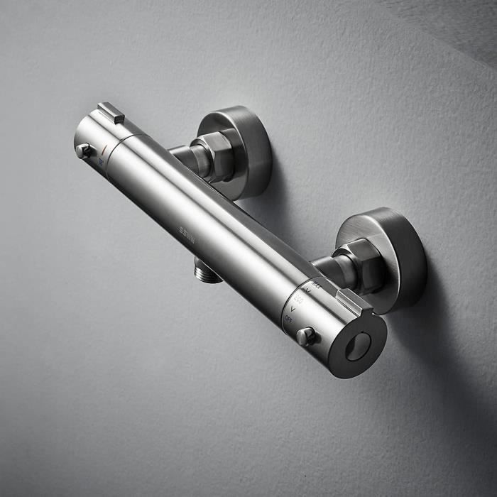 Bras De Douche Mural Signature Hardware – 19 Pouces, Nickel Brossé, Aluminium, Milieu De Siècle