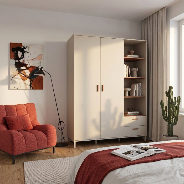 Armoire 2 portes AUCUNE MILLES Beige et Terracotta 168,4 x 52,9 x 201,6 cm