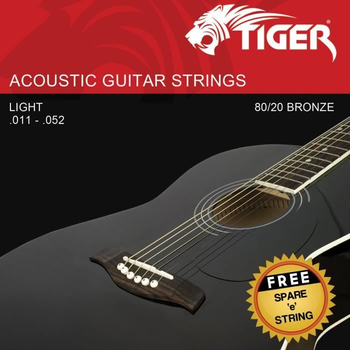 cordes guitare acoustique tiger - super light (11-52)