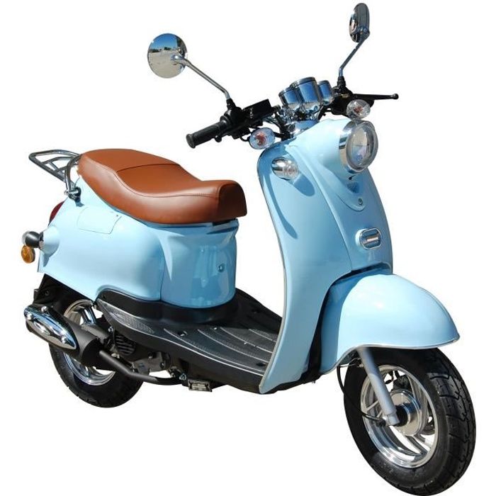 BENZHOU - EURO 5 - Scooter rétro - 50cc - 4T - Bleu Pastel + Carte Grise (  SIV) - Cdiscount Auto