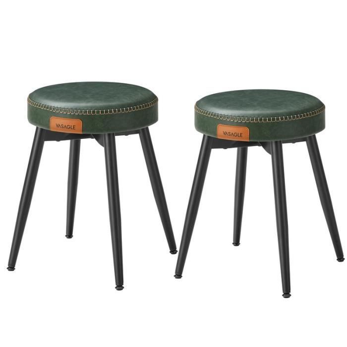 chaise de salle à manger - vasagle - lot de 2 - vert forêt - coutures - hauteur 48,2 cm