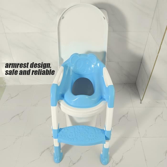 NAIZY Siège Toilette Enfant Avec Marchepied Pliable Réglable Hauteur 1-7 Ans Bleu Vert