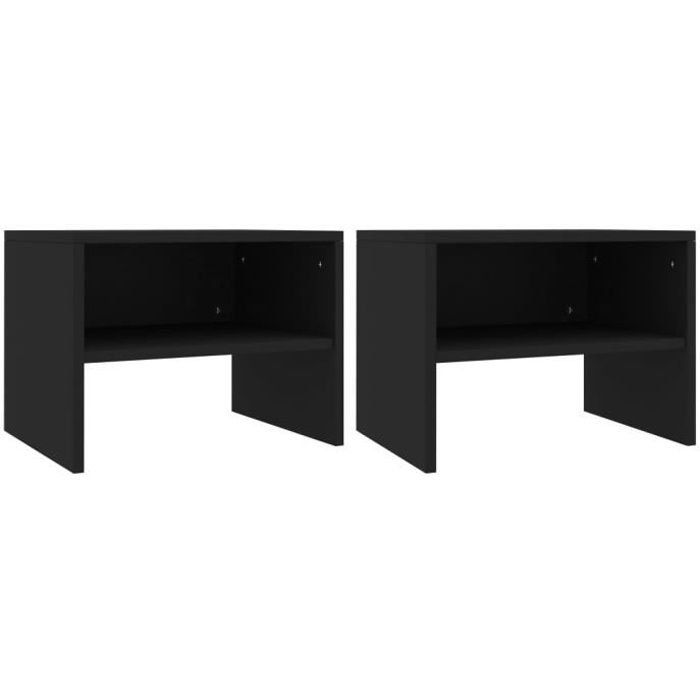 vidaXL 2 pcs Tables de chevet Noir 40 x 30 x 30 cm Aggloméré