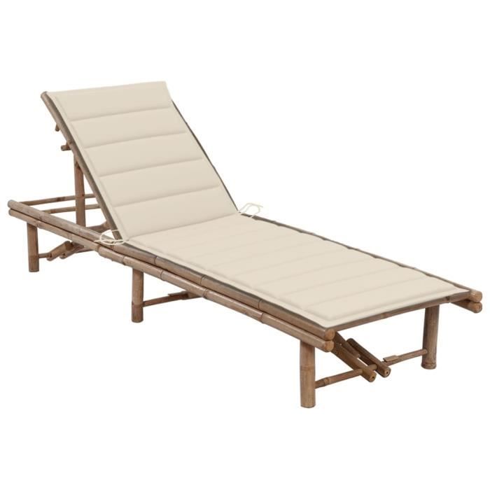 vidaXL Chaise Longue Double Bambou - vue 4