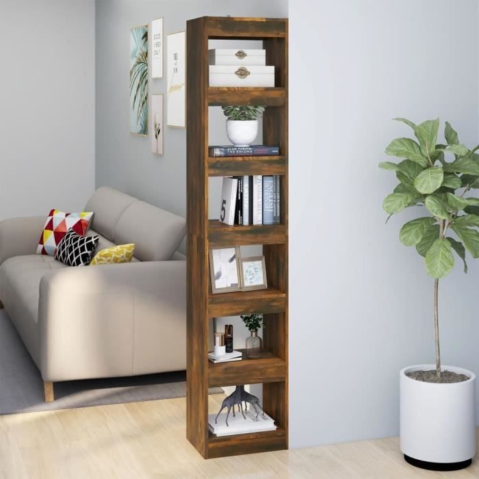 vidaXL Bibliothèque-Séparateur de pièce Chêne fumé 40x30x198 cm