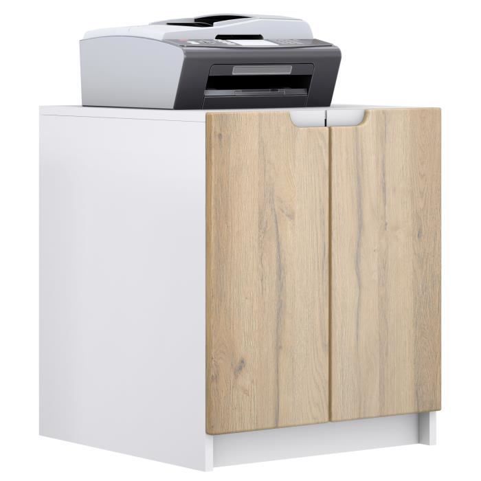 commode dimprimante Logan armoire à dossiers avec 2 compartiments et 2 portes blanc mat - chêne nature (51 x 60 5 x 54 cm) commode dimprimante Logan armoire à dossiers avec 2 compartiments et 2 portes blanc mat - chêne nature (51 x 60 5 x 54 cm)