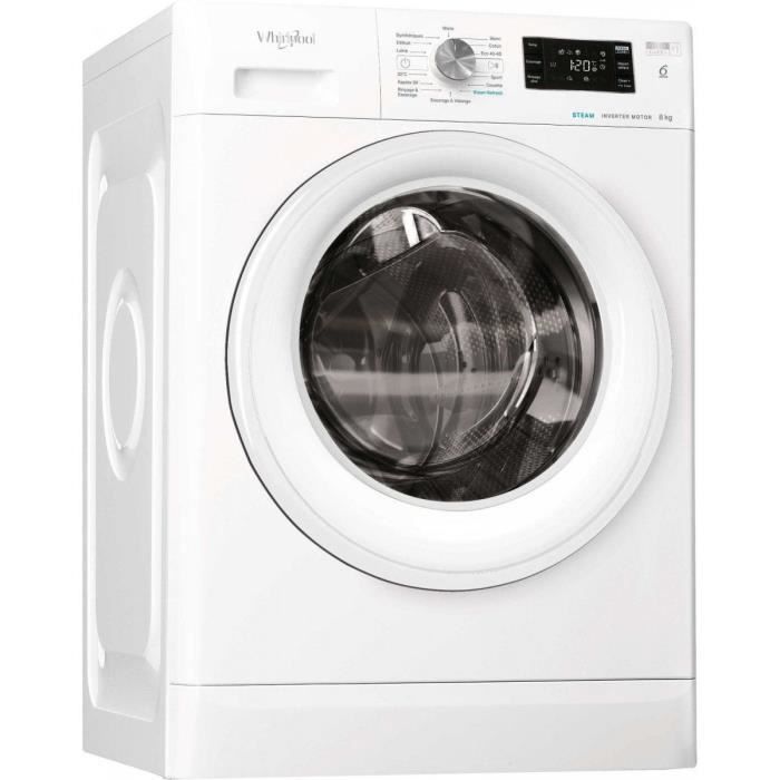 Lave-linge frontal Whirlpool FFBS 8448 WVFR - 8 kg - 1400 trs/min - Fresh Care+ - Whirlpool