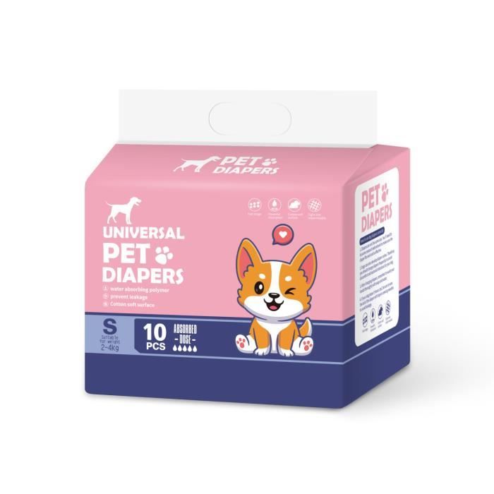 Meilleurs prix pour Couches Chien Couches Femelles de Formation de Chiot Femelle jetables Super Absorbant Wraps pour Animaux de Compagnie 10 Pack, S