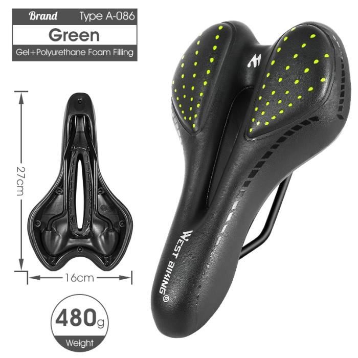 Selle De Vélo Sans Nez, Extra Large Et Rembourrée Au Gel – Confort, Absorption Des Chocs Et Bandes Réfléchissantes !